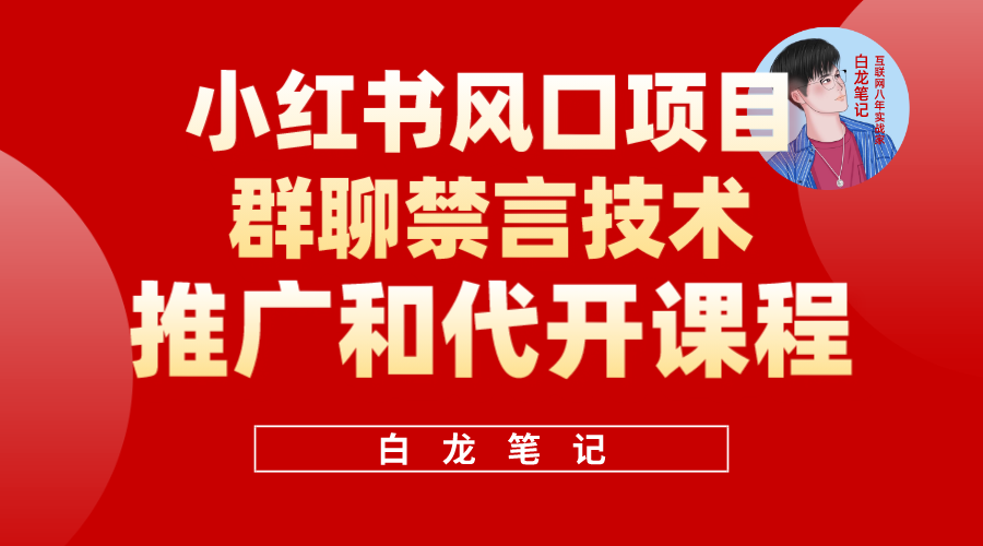 小红书风口项目日入300+，小红书群聊禁言技术代开项目，适合新手操作-智宝网创