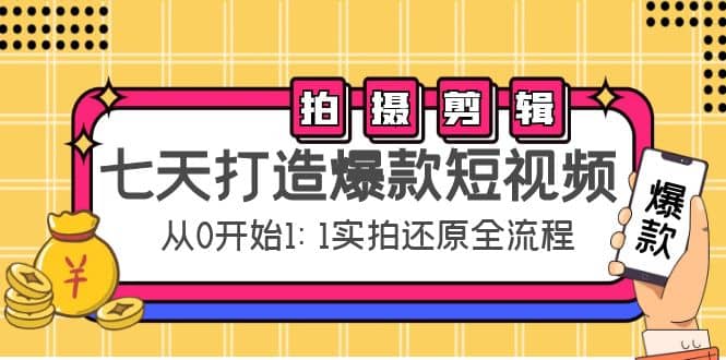 七天打造爆款短视频：拍摄+剪辑实操，从0开始1:1实拍还原实操全流程-智宝网创