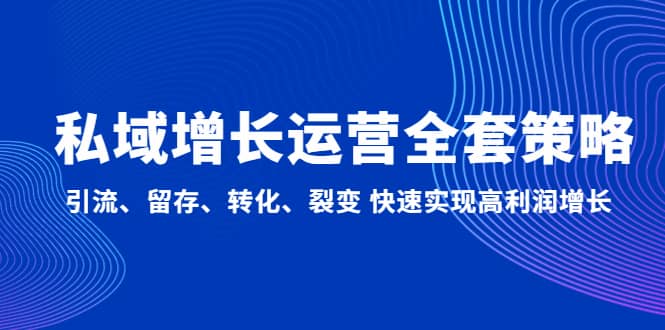 私域增长运营全套策略：引流、留存、转化、裂变 快速实现高利润增长-智宝网创