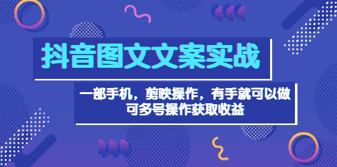 抖音图文毒文案实战：一部手机 剪映操作 有手就能做，单号日入几十 可多号-智宝网创