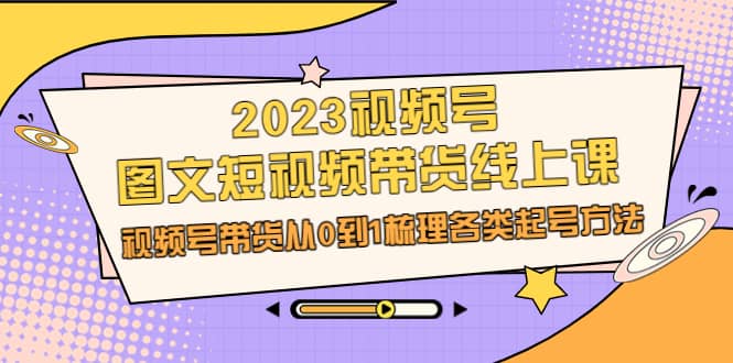 2023视频号-图文短视频带货线上课，视频号带货从0到1梳理各类起号方法-智宝网创
