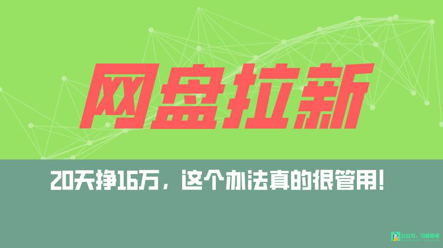网盘拉新+私域全自动玩法，0粉起号，小白可做，当天见收益，已测单日破5000-智宝网创