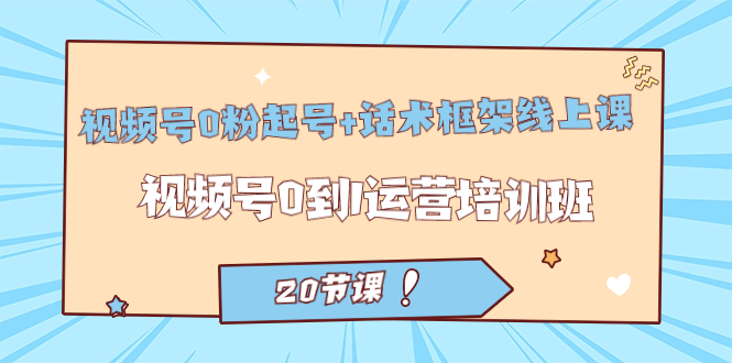 视频号·0粉起号+话术框架线上课：视频号0到1运营培训班（20节课）-智宝网创