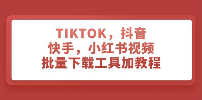 TIKTOK，抖音，快手，小红书视频批量下载工具加教程-智宝网创