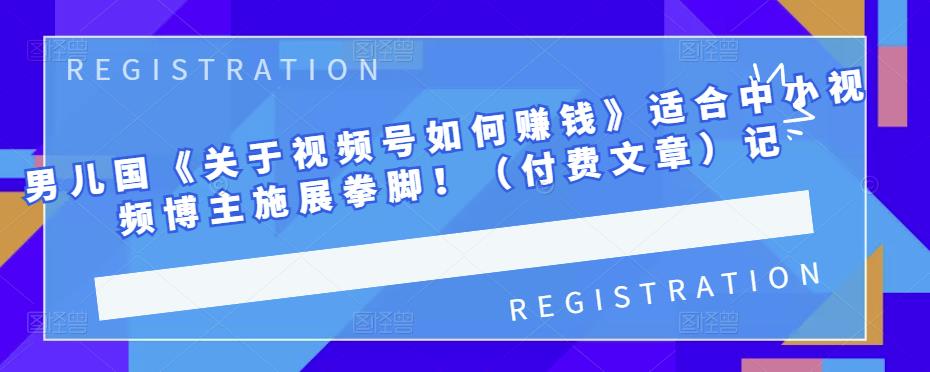 男儿国《关于视频号如何赚钱》适合中小视频博主施展拳脚！（付费文章）-智宝网创