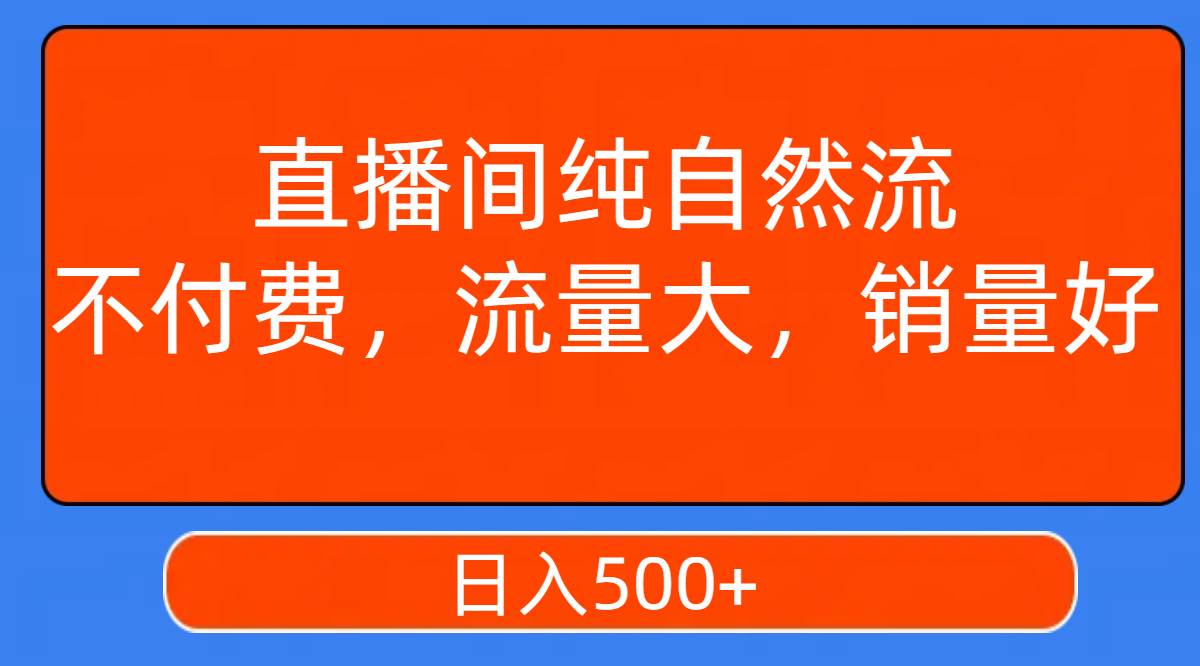 直播间纯自然流，不付费，流量大，销量好，日入500+-智宝网创