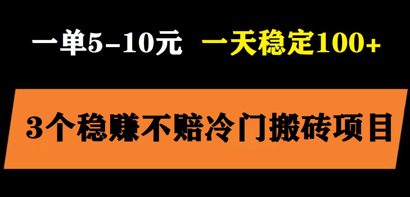 3个最新稳定的冷门搬砖项目，小白无脑照抄当日变现日入过百-智宝网创