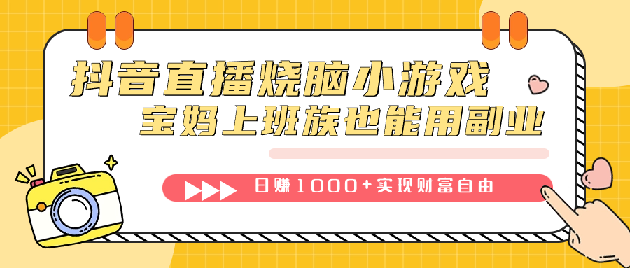 抖音直播烧脑小游戏，不需要找话题聊天，宝妈上班族也能用副业日赚1000+-智宝网创