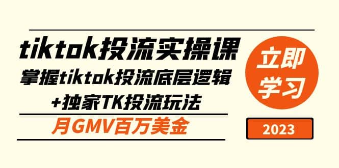 tiktok投流实操课：掌握tiktok投流底层逻辑+独家TK投流玩法-智宝网创