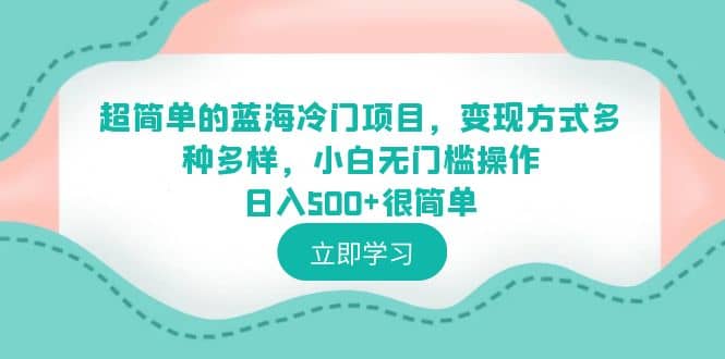 超简单的蓝海冷门项目，变现方式多种多样，小白无门槛操作日入500+很简单-智宝网创