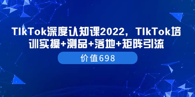TIkTok深度认知课2022，TIkTok培训实操+测品+落地+矩阵引流（价值698）-智宝网创