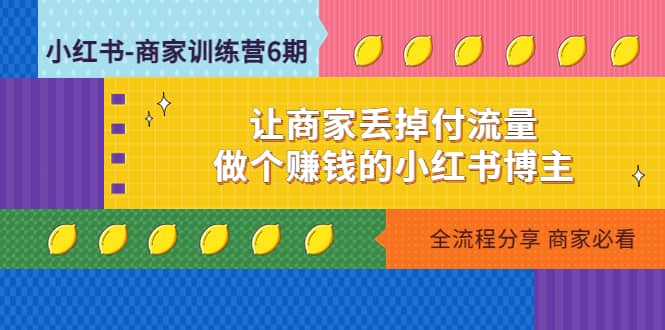 小红书-商家训练营12期：让商家丢掉付流量-智宝网创