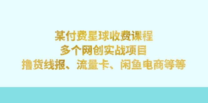 某付费星球课程：多个网创实战项目，撸货线报、流量卡、闲鱼电商等等-智宝网创