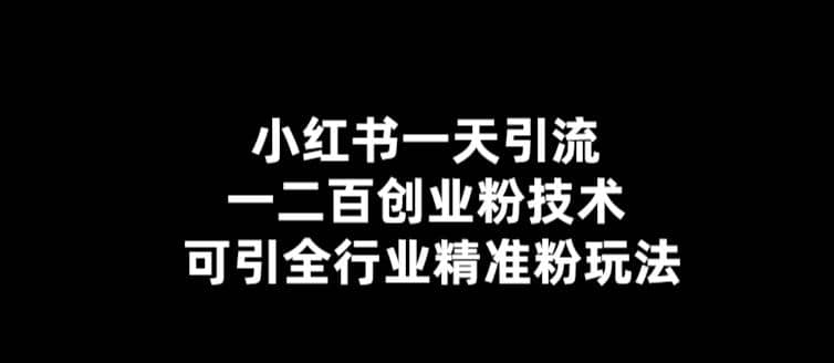 【引流必备】小红书一天引流一二百创业粉技术，可引全行业精准粉玩法-智宝网创