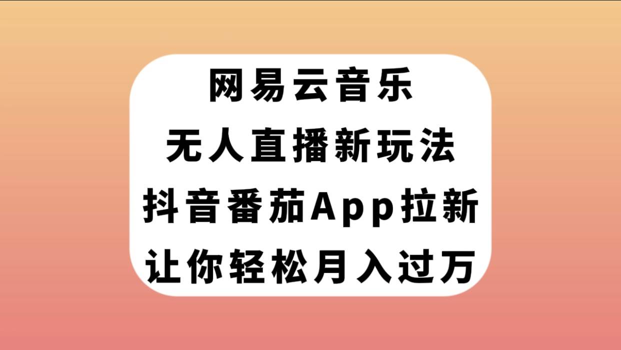 网易云音乐无人直播新玩法，抖音番茄APP拉新，让你轻松月入过万-智宝网创