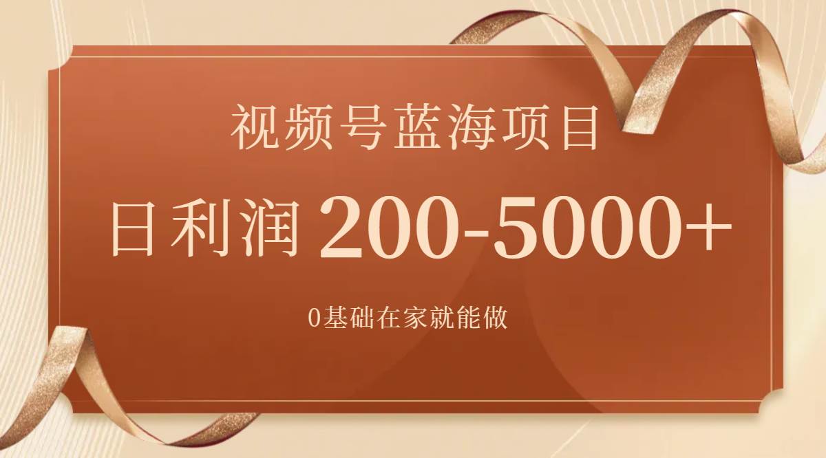 视频号蓝海项目，0基础在家也能做，一天200-5000+【附266G资料】-智宝网创