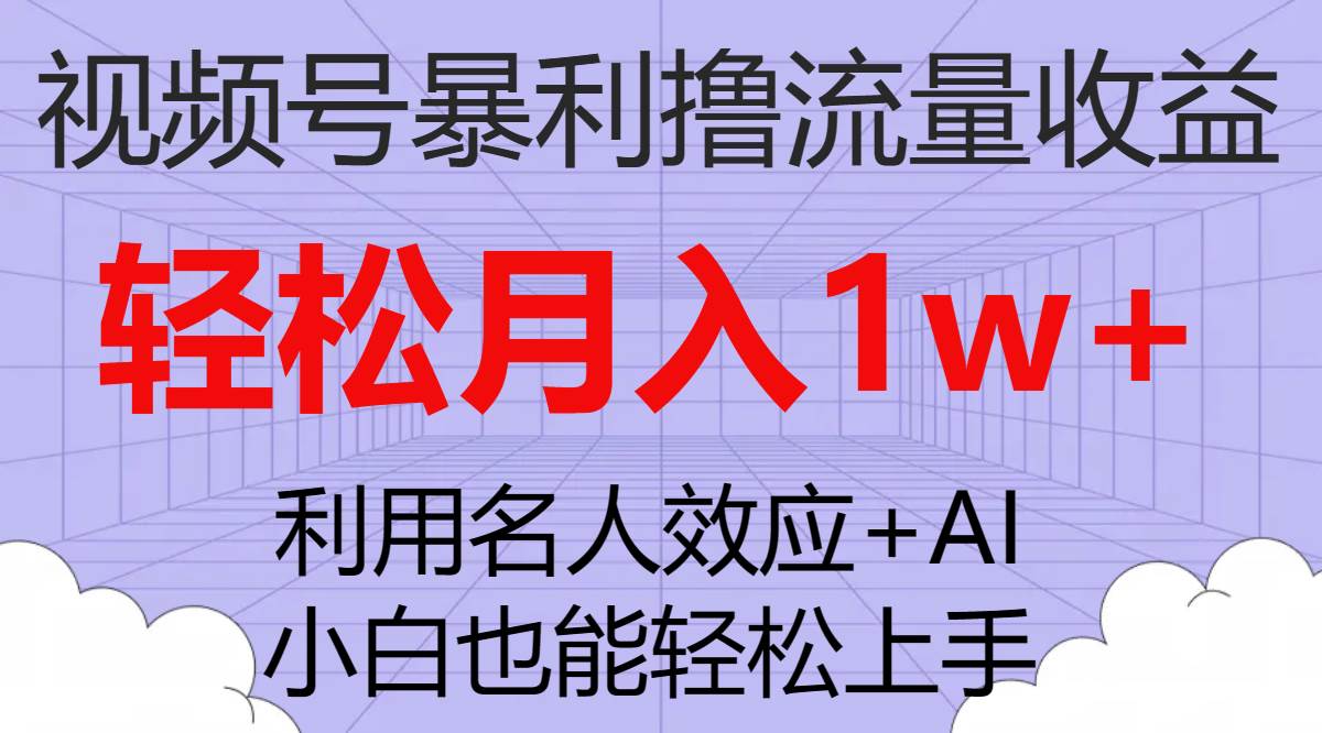视频号暴利撸流量收益，小白也能轻松上手，轻松月入1w+-智宝网创
