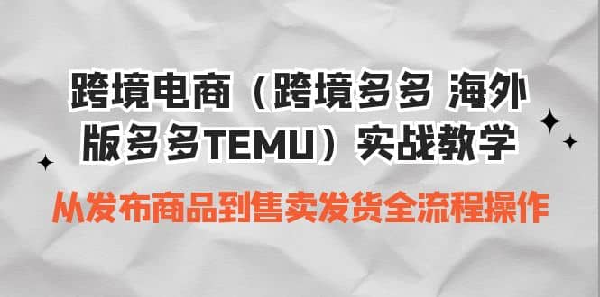 跨境电商（跨境多多 海外版多多TEMU）实操教学 从发布商品到售卖发货全流程-智宝网创