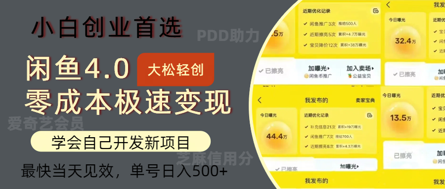 闲鱼0成本极速变现项目，多种变现方式，单号日入500+最新玩法-智宝网创
