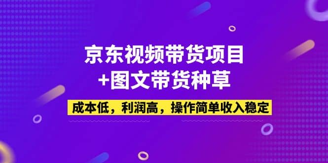 京东视频带货项目+图文带货种草，成本低，利润高，操作简单收入稳定-智宝网创