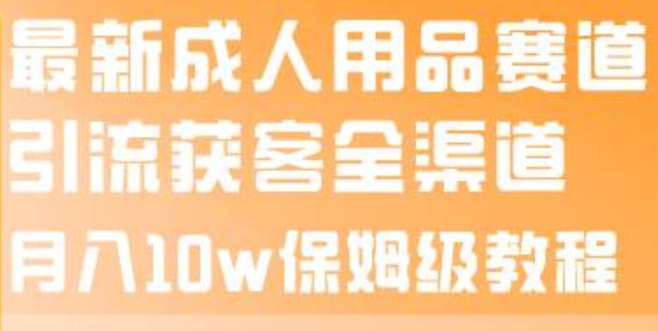 最新成人用品赛道引流获客全渠道，月入10w保姆级教程-智宝网创