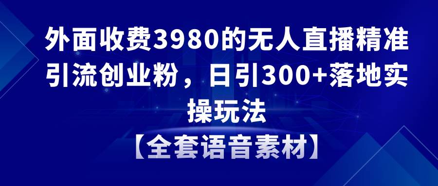 无人直播精准引流创业粉，日引300+落地实操玩法【全套语音素材】-智宝网创