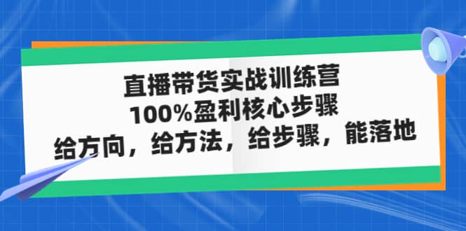 直播带货实战训练营：100%盈利核心步骤，给方向，给方法，给步骤，能落地-智宝网创