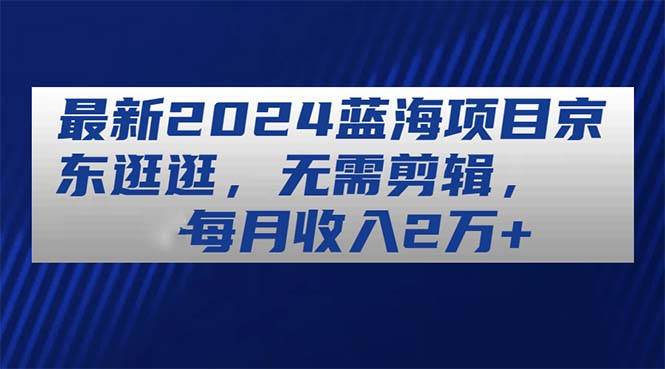 最新2024蓝海项目京东逛逛，无需剪辑，每月收入2万+-智宝网创