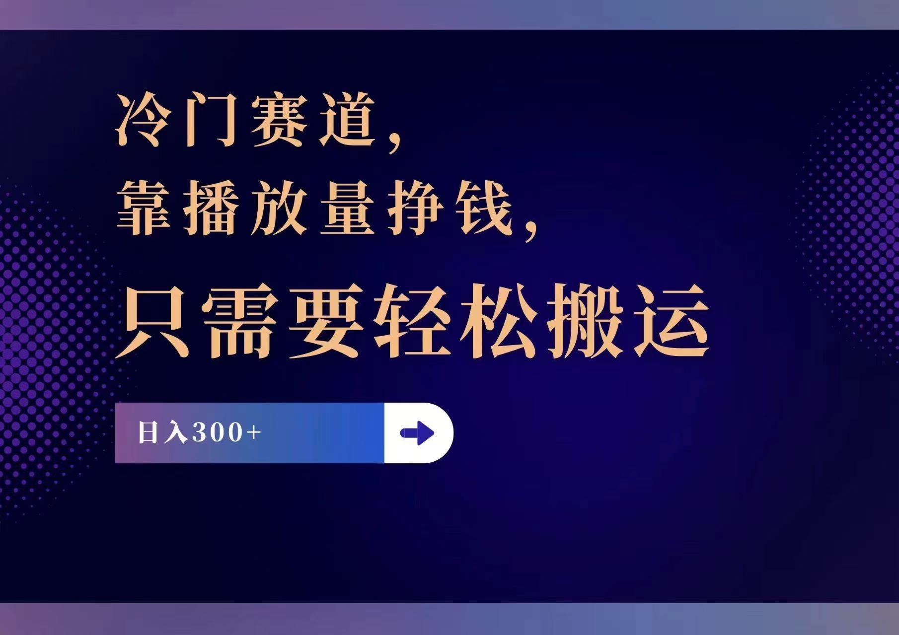 冷门赛道，靠播放量挣钱，只需要轻松搬运，日赚300+-智宝网创