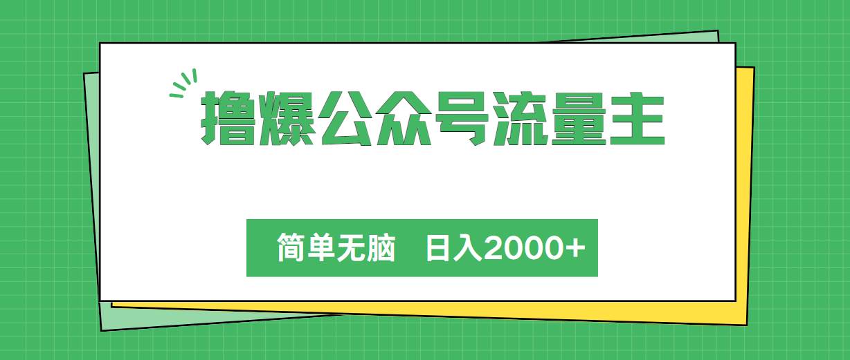 撸爆公众号流量主，简单无脑，单日变现2000+-智宝网创