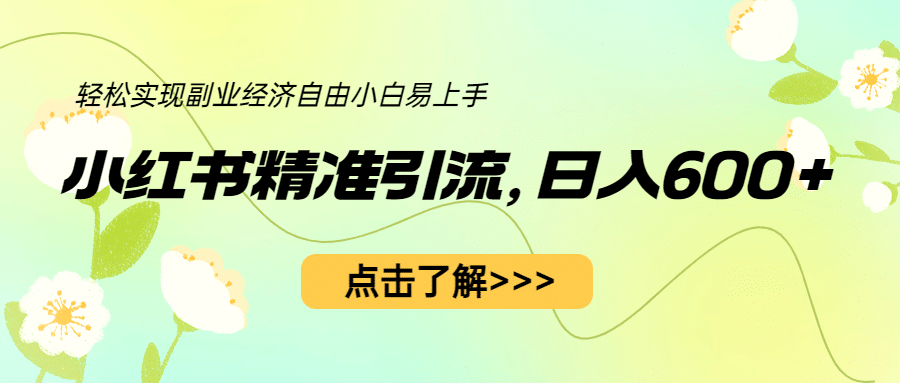 小红书精准引流，小白日入600+，轻松实现副业经济自由（教程+1153G资源）-智宝网创