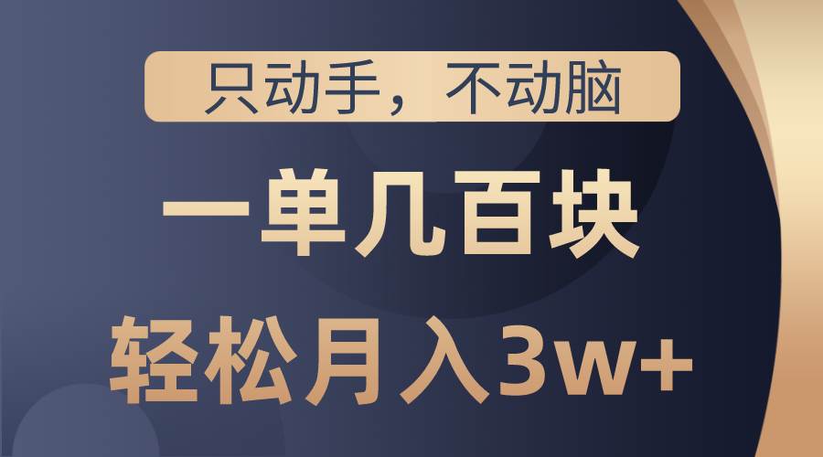 只动手不动脑，一单几百块，轻松月入3w+，看完就能直接操作，详细教程-智宝网创