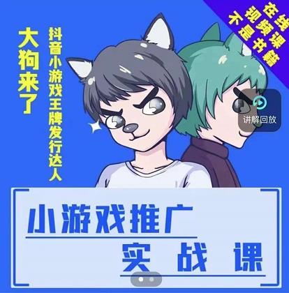 大狗来了：小游戏推广实战课，带你搭建一个游戏推广变现账号-智宝网创