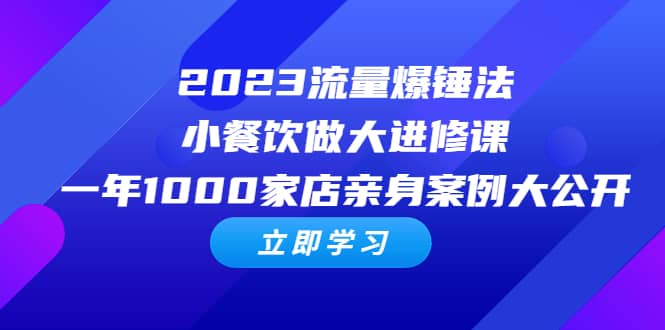 2023流量 爆锤法，小餐饮做大进修课，一年1000家店亲身案例大公开-智宝网创