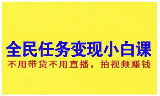 抖音全民任务变现小白课，不用带货不用直播，拍视频就能赚钱-智宝网创