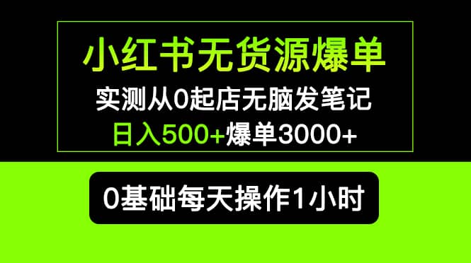 小红书无货源爆单 实测从0起店无脑发笔记爆单3000+长期项目可多店-智宝网创
