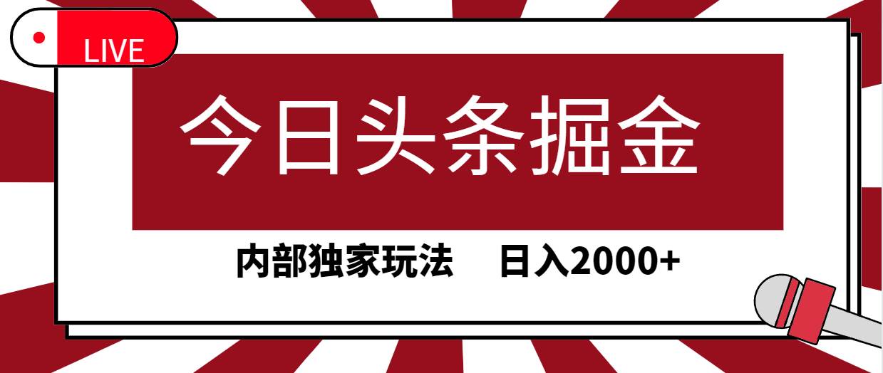 今日头条掘金，30秒一篇文章，内部独家玩法，日入2000+-智宝网创