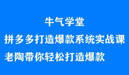 牛气学堂拼多多打造爆款系统实战课，老陶带你轻松打造爆款-智宝网创