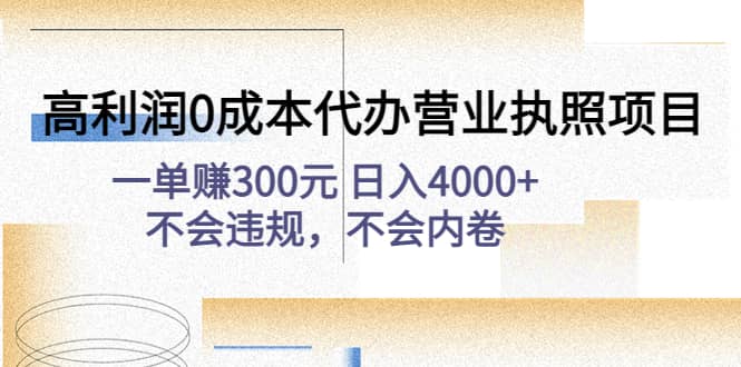 高利润0成本代办营业执照项目：不会违规，不会内卷-智宝网创