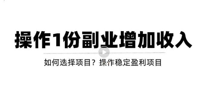 新手如何通过操作副业增加收入，从项目选择到玩法分享！【视频教程】-智宝网创