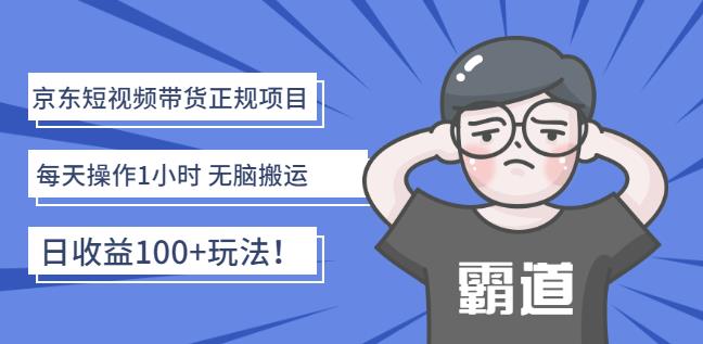 京东短视频带货正规项目：每天操作1小时无脑搬运日收益100+玩法！-智宝网创