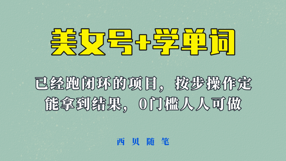 《美女号+学单词》玩法，信息差而已 课程拆开揉碎了和大家去讲 (教程+素材)-智宝网创