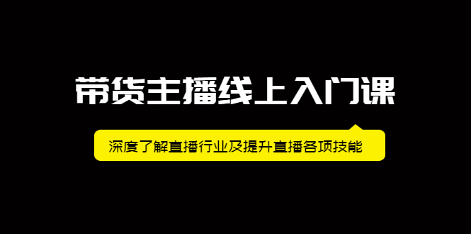 带货主播线上入门课，深度了解直播行业及提升直播各项技能-智宝网创