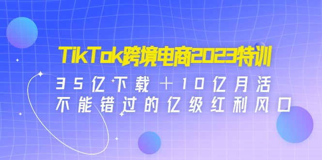 TikTok跨境电商2023特训：35亿下载＋10亿月活，不能错过的亿级红利风口-智宝网创