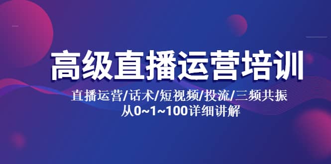 高级直播运营培训 直播运营/话术/短视频/投流/三频共振 从0~1~100详细讲解-智宝网创