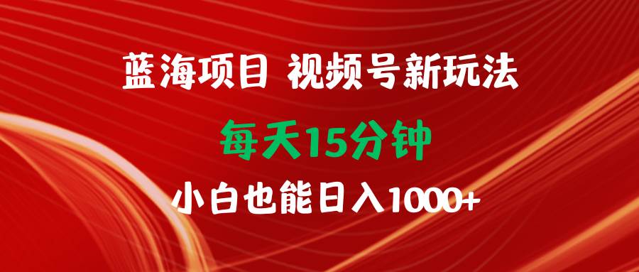 蓝海项目视频号新玩法 每天15分钟 小白也能日入1000+-智宝网创