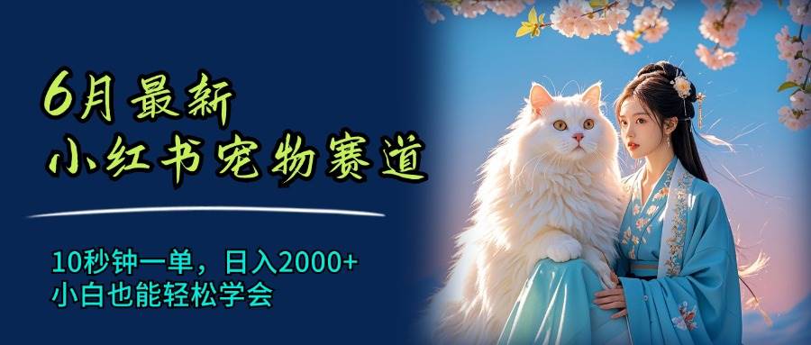 6月最新小红书宠物赛道，10秒钟一单，日入2000+，小白也能轻松学会-智宝网创