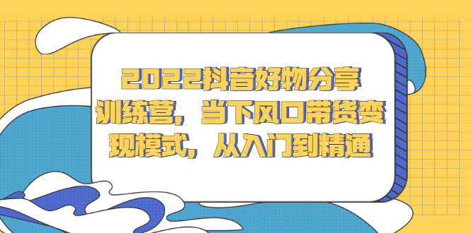 2022抖音好物分享训练营，当下风口带货变现模式，从入门到精通-智宝网创