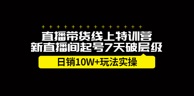 直播带货线上特训营，新直播间起号7天破层级日销10万玩法实操-智宝网创