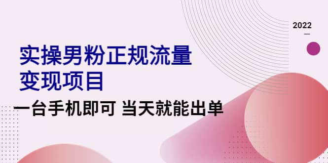 2022实操男粉正规流量变现项目，一台手机即可 当天就能出单【视频课程】-智宝网创